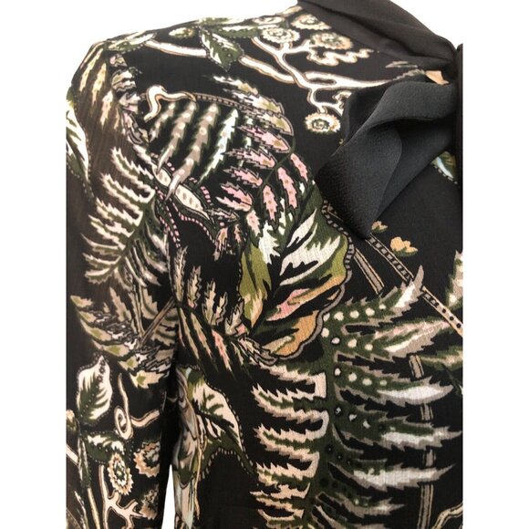 SOLD BANANA REPUBLIC Women Retro Button Up Flare Maxi Dress Floral High Tie Neck - Picture 9 of 12